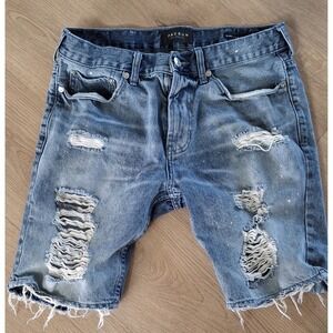 PacSun Shorts Size 32 Men's Skinny Ripped Distressed Denim Shorts Blue